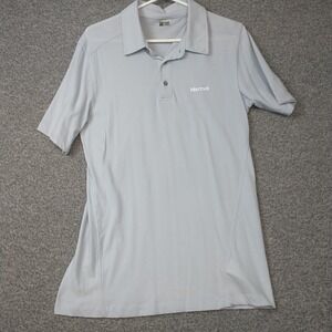 Marmot Mens Performance Polo Shirt Light Blue Short Sleeve F54600 Size Small